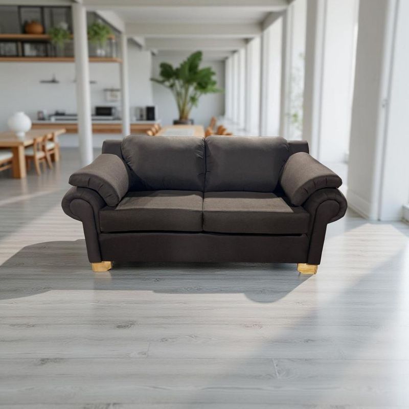MUEBLES NEW - SOFA DOS CUERPOS CHOCOLATE LINO GRECIA.