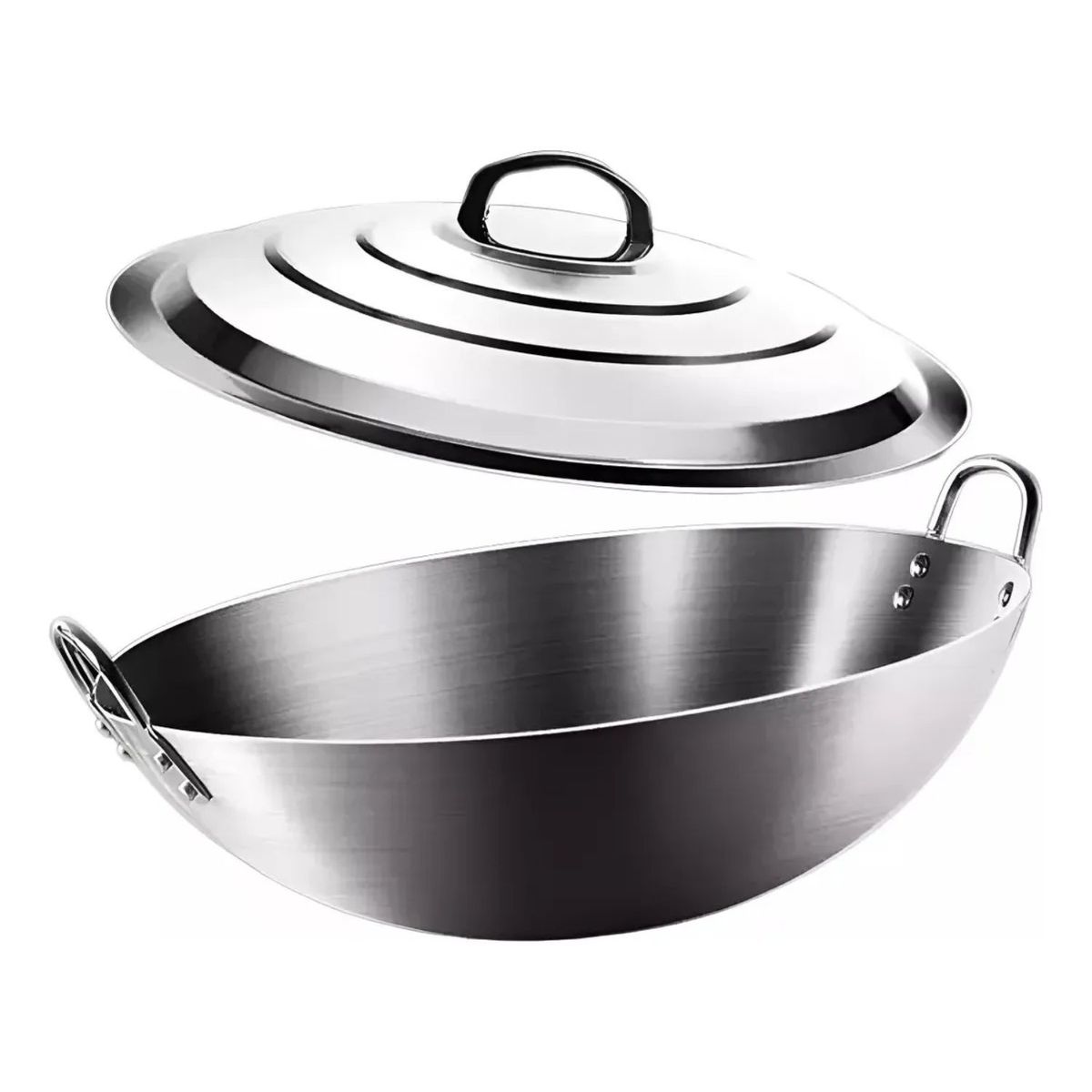 GENERICO - Disco Wok Redondo Con Tapa Profesional De Acero 50cm Cocina