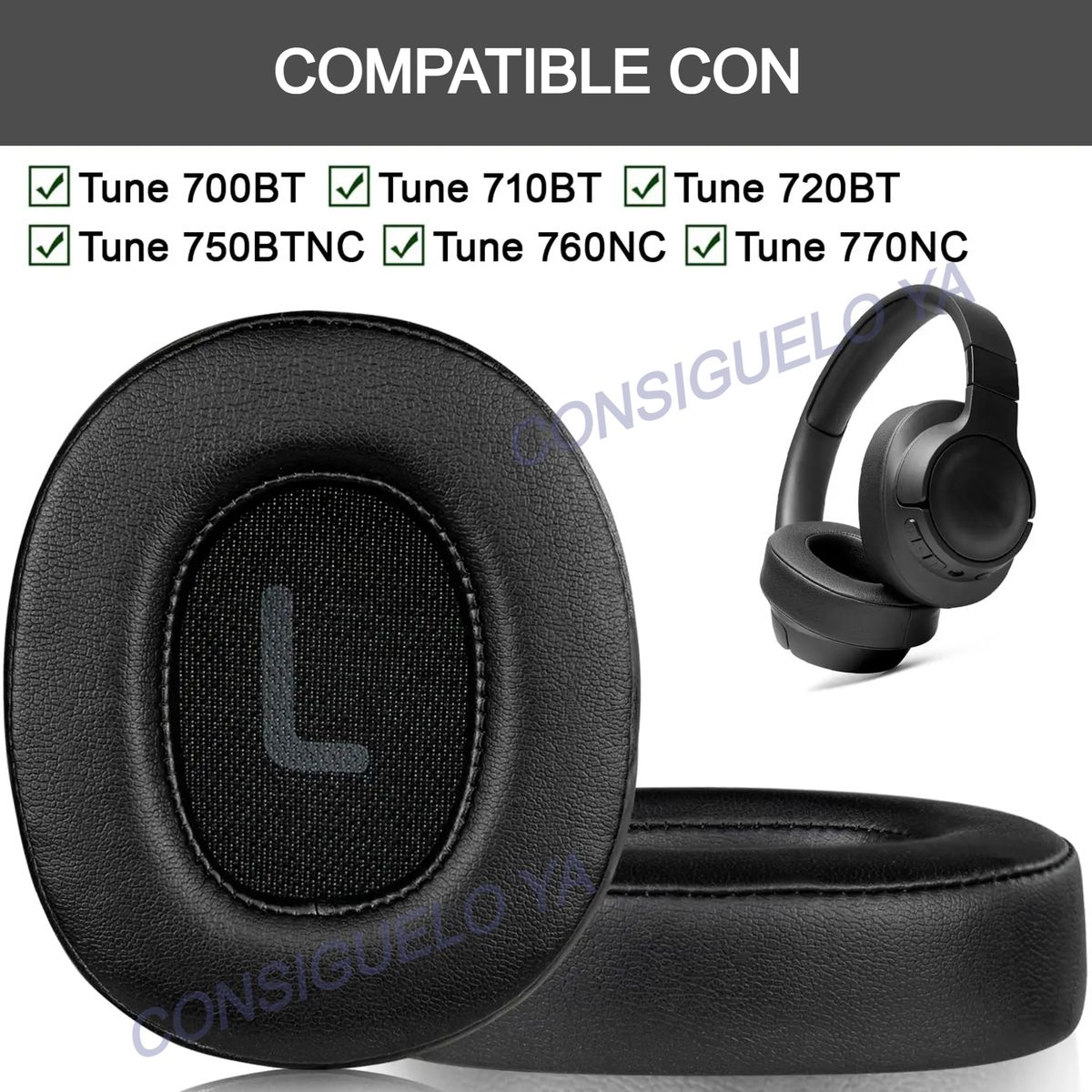 GENERICO - Almohadillas Para Audifonos JBL 700 710 720 750 760 770 Negro