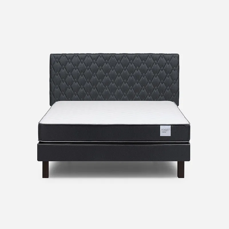 ROSEN - Cama Europea Wave 2 Plazas 150x190 cm +Respaldo Ivar Grafito