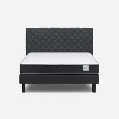 ROSEN - Cama Europea Wave 2 Plazas 150x190 cm +Respaldo Ivar Grafito