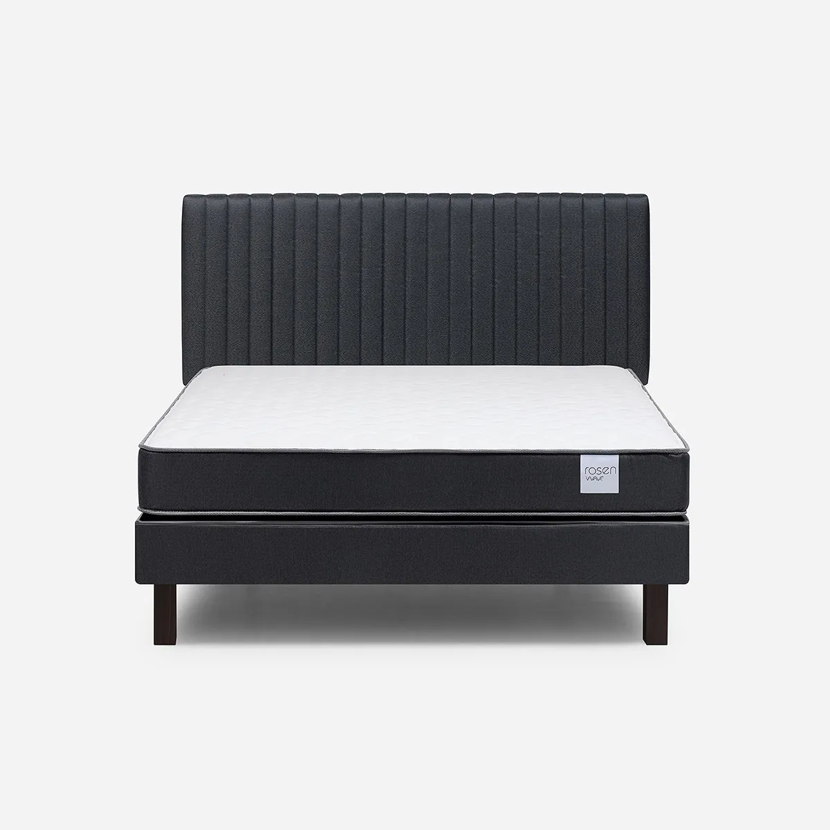 ROSEN - Cama Europea Wave 2 Plazas 150x190 cm+Respaldo Lucio Grafito