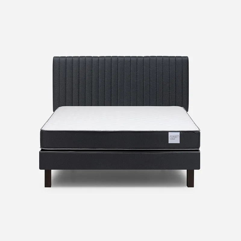 ROSEN - Cama Europea Wave 2 Plazas 150x190 cm+Respaldo Lucio Grafito