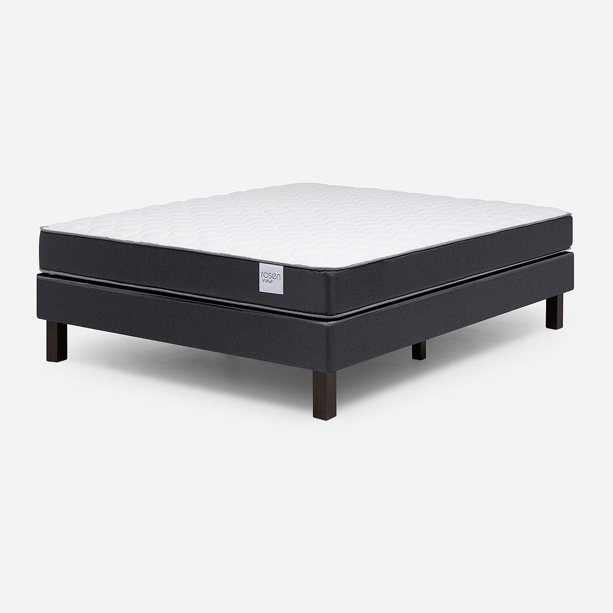 ROSEN - Cama Europea Wave 2 Plazas 150x190 cm+Respaldo Lucio Grafito