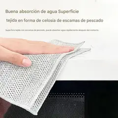 GENERICO - Pack 4 Paño Fibra Metálica Reusable Limpieza Cocina 30x30cm