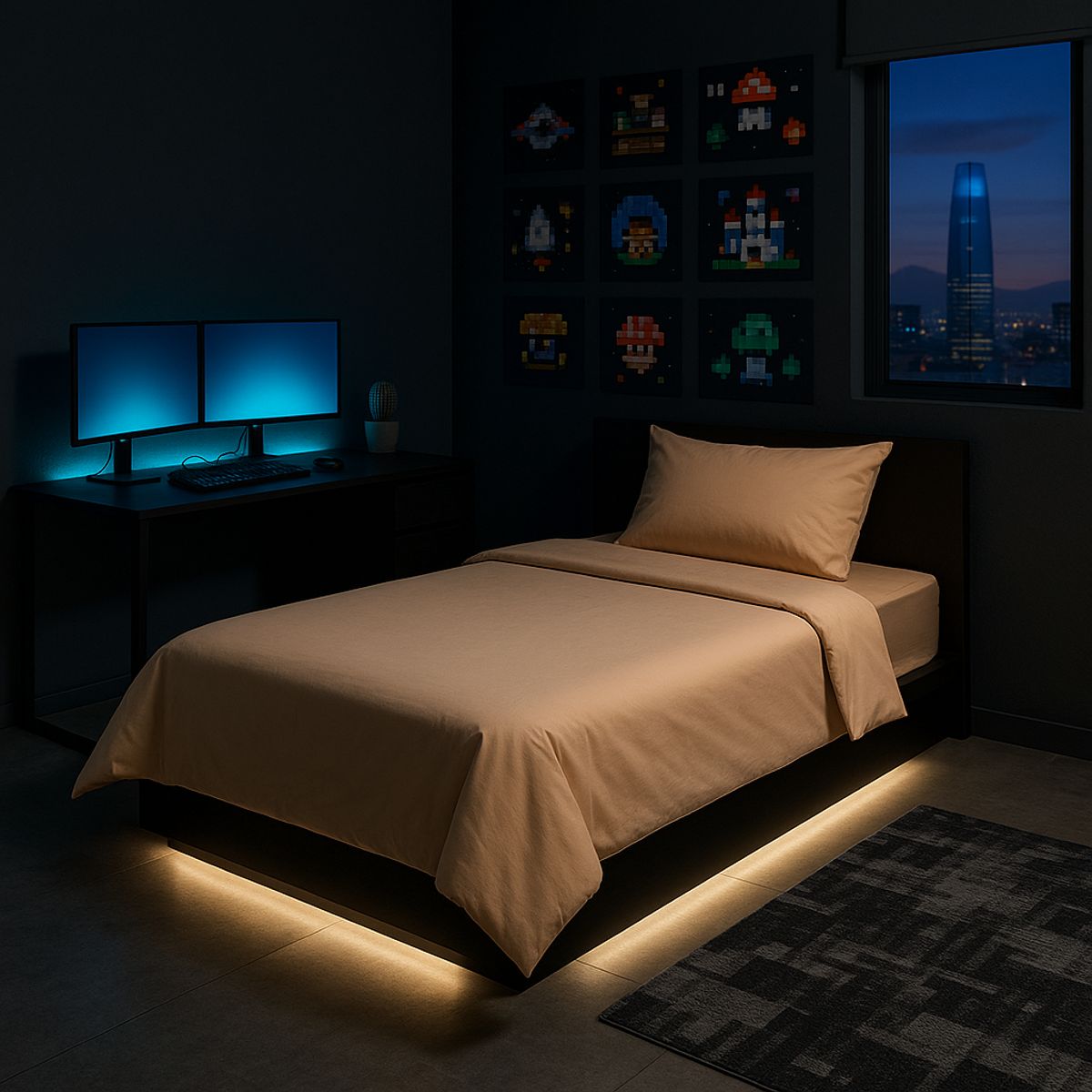 ARMONIA - Set de Sábanas Signature 800 Hilos Beige Plaza y Media Premium