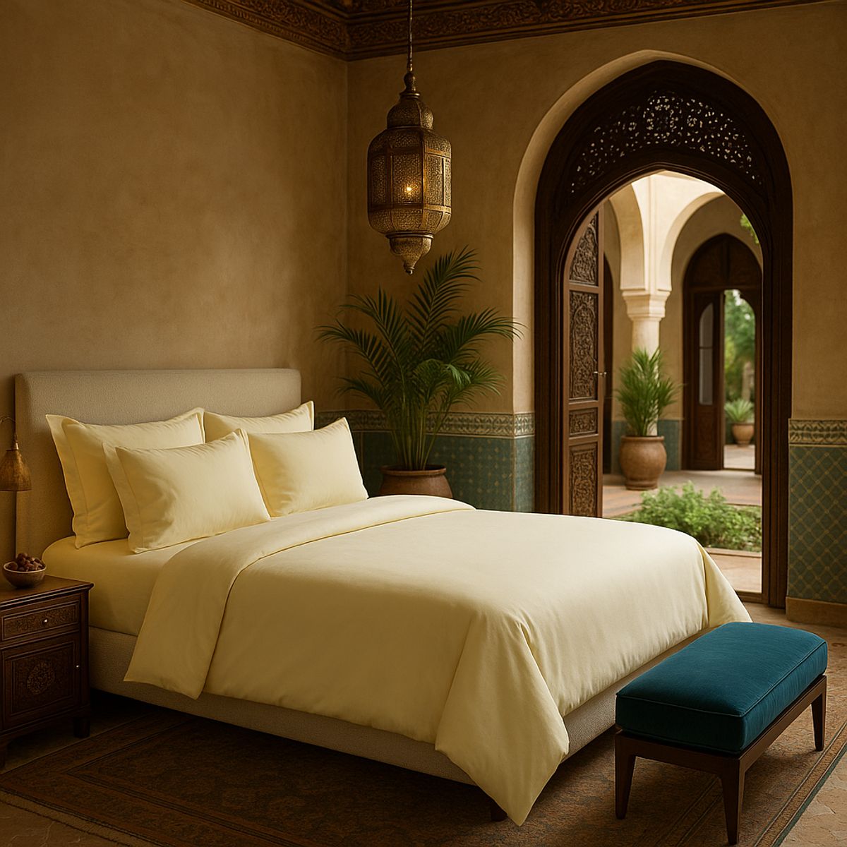 ARMONIA - Set de Sábanas Signature 800 Hilos Amarillo Pastel 25 Plazas