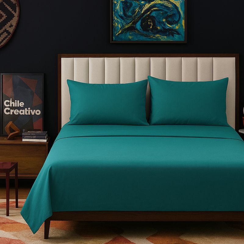 ARMONIA - Conjunto de sábanas Verde SuperKing 144H Liso