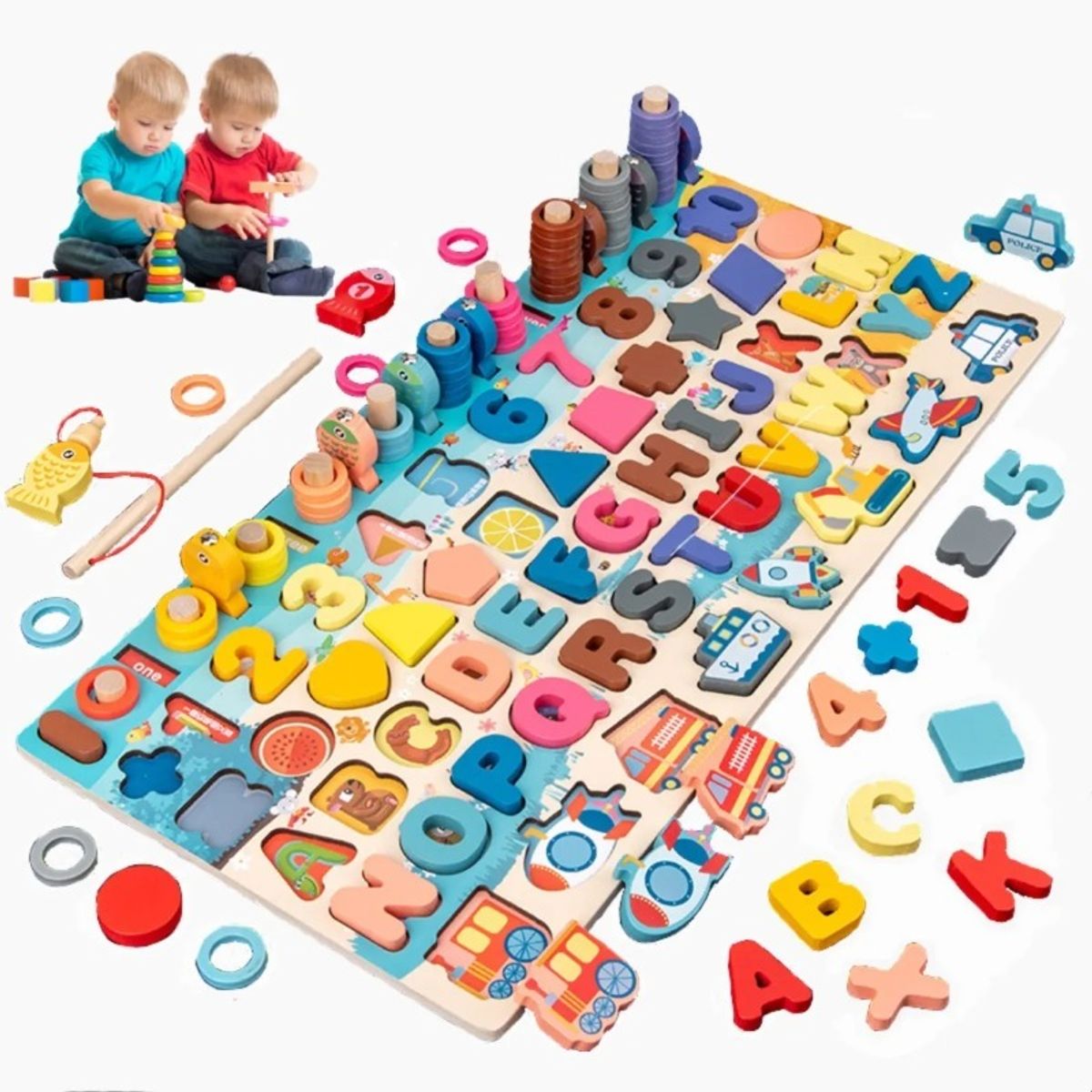 GIOIO - Juguete Educativo Tablero De Madera Niños Matemáticas Letras