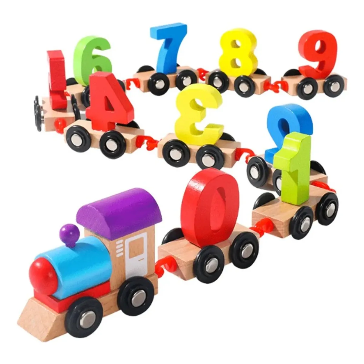 GIOIO - Juguete Didáctico Montessori Madera Niños Tren Con Números