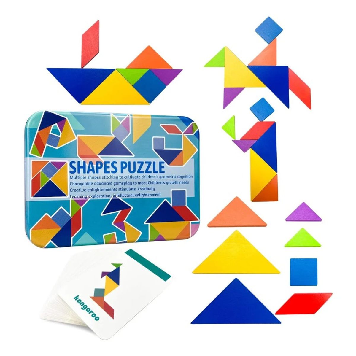 GIOIO - Tangram De Madera Juego Material Didáctico Rompecabezas