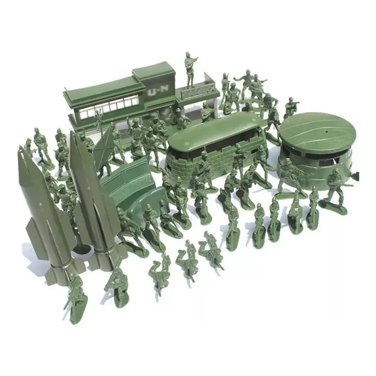 GIOIO - 56pcs Militar Misil Base Modelo Playset Juguete Soldado Verd