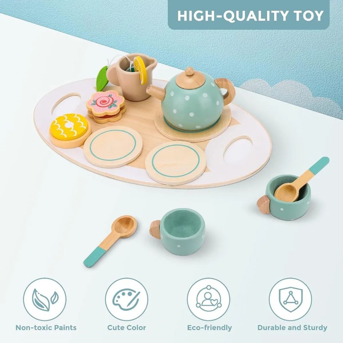GIOIO - Juguetes Fiesta De Té Madera Pequeños De Cocina Para Niños