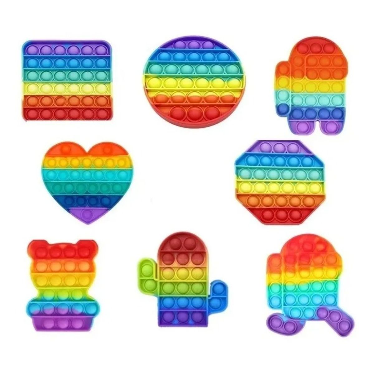 GIOIO - Juego 8 Piezas Push Pop It Bubble Fidget Juguete Antiestrés