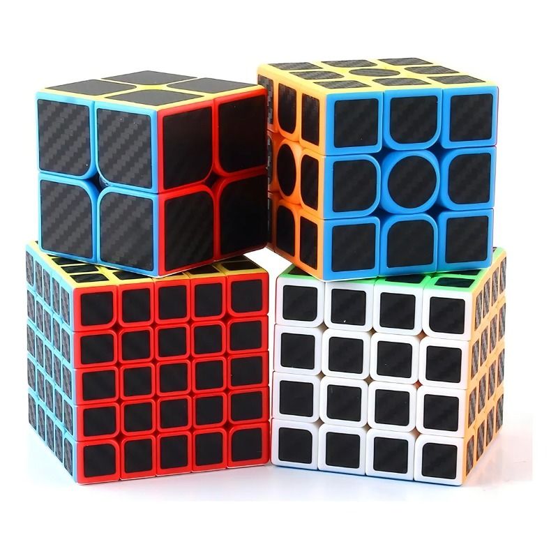 GIOIO - Cubo Rubik 2x2 3x3 4x4 5x5 Stickers Fibra Carbono Lubricado
