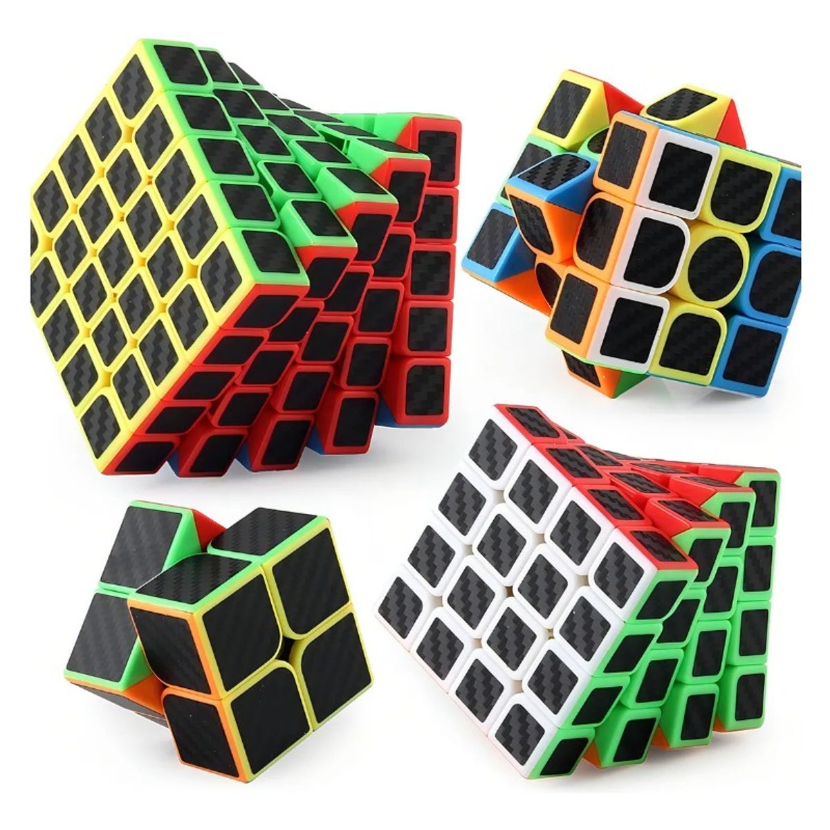 GIOIO - Cubo Rubik 2x2 3x3 4x4 5x5 Stickers Fibra Carbono Lubricado