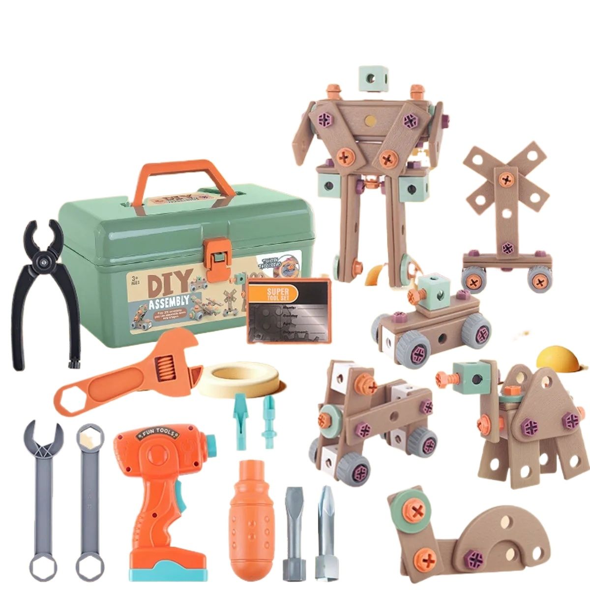 GIOIO - Juguete De Niño Bloques Taladro Eléctrico Caja De Herramient