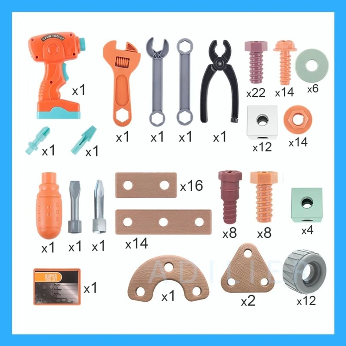 GIOIO - Juguete De Niño Bloques Taladro Eléctrico Caja De Herramient