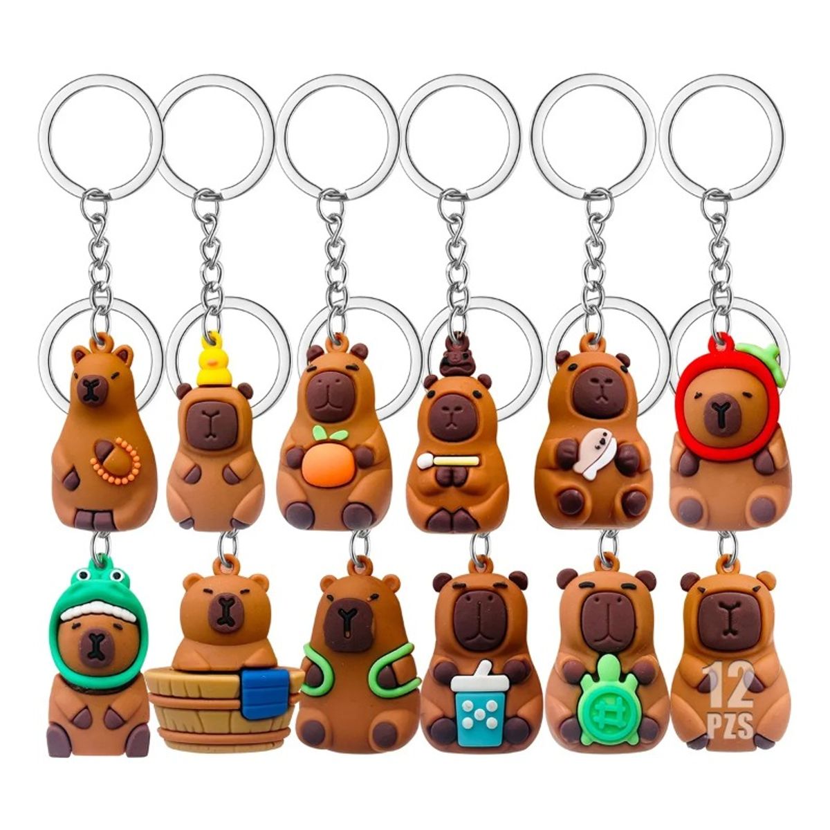 GIOIO - 12pzs Llaveros Juguete De Silicon Capibara De Moda Regalos