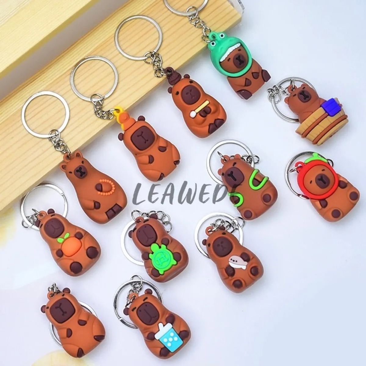 GIOIO - 12pzs Llaveros Juguete De Silicon Capibara De Moda Regalos