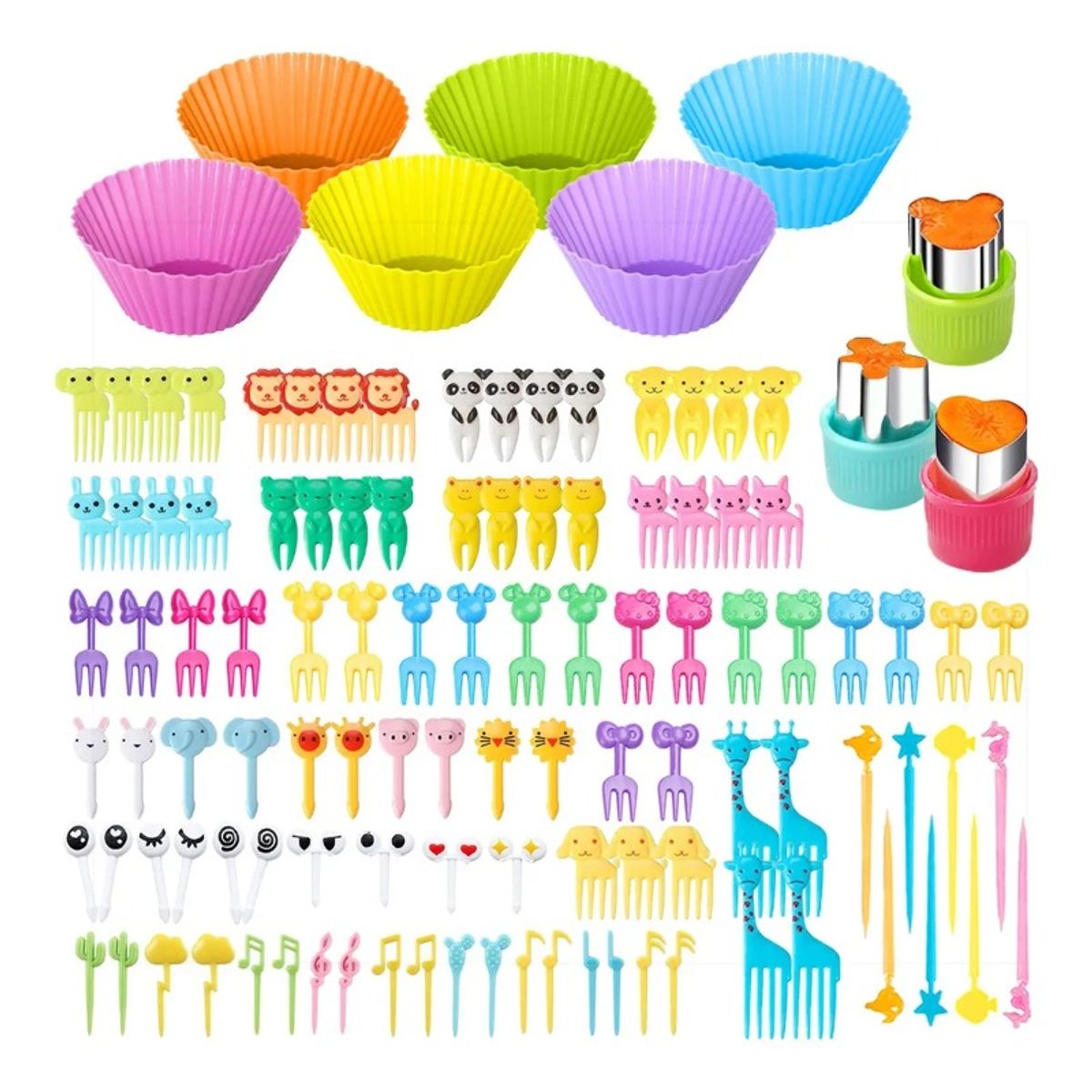 GIOIO - 127 Mini Palillos Animales Para Fruta Lunch Niños Y Cupcakes