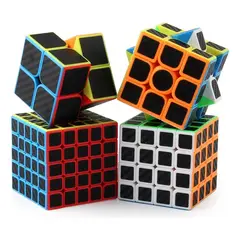 GIOIO - Cubos Rubik Qiyi 2x2 3x3 4x4 5x5 Stickerless Paquete 4 Estructura 6 Colores