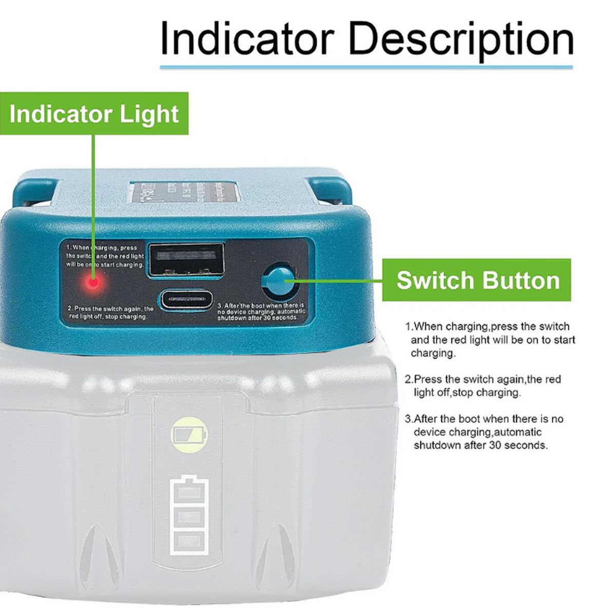 GENERICO - Transformador accesorio para bateria makita usb