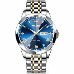 GENERICO - Reloj Olevs Hombre Azul Pulsera Elegante Analogo Quartz Lujo Acero