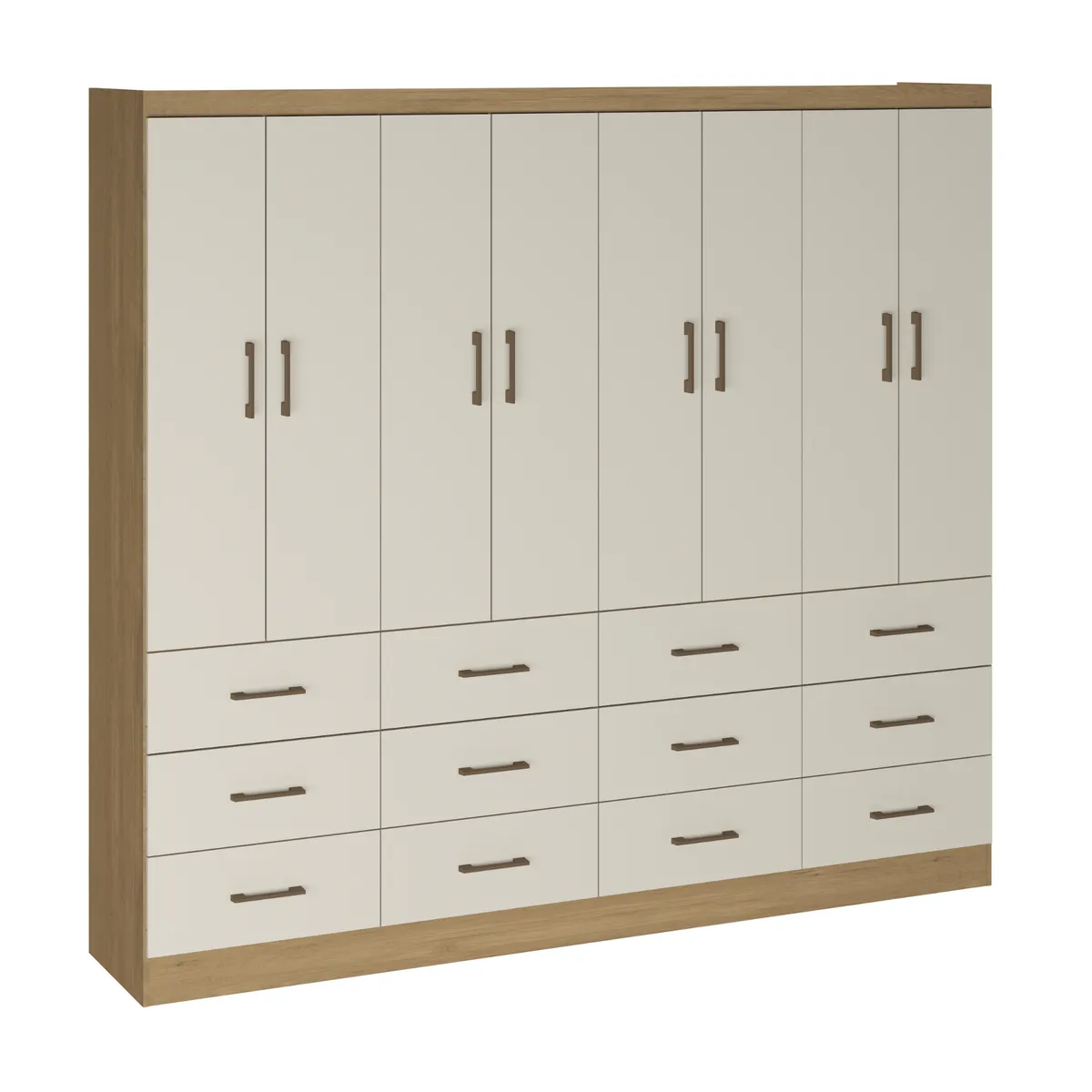 EXIT - Clóset 8 Puerta(s) 12 Cajon(es) 180x200x40 cm Blanco/Roble