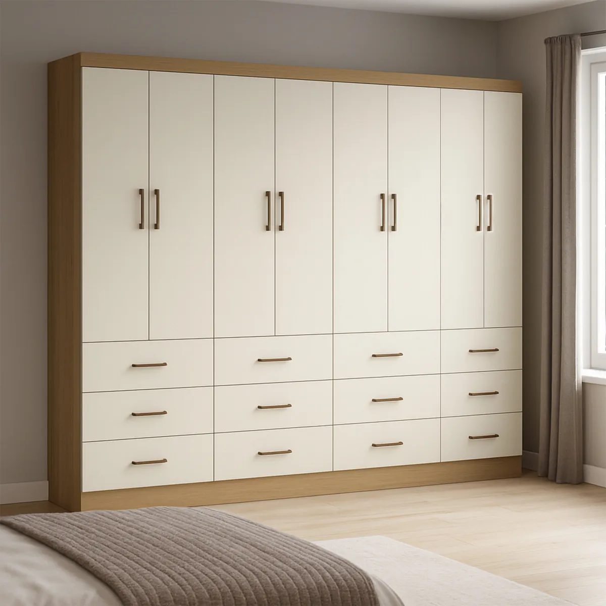 EXIT - Clóset 8 Puerta(s) 12 Cajon(es) 180x200x40 cm Blanco/Roble