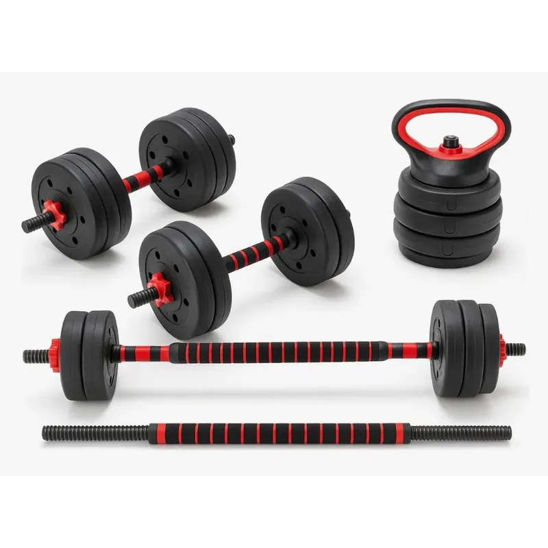 CENTURFIT - Set Mancuernas Barra Kettlebell Ajustable 3en1 Armable 40kg