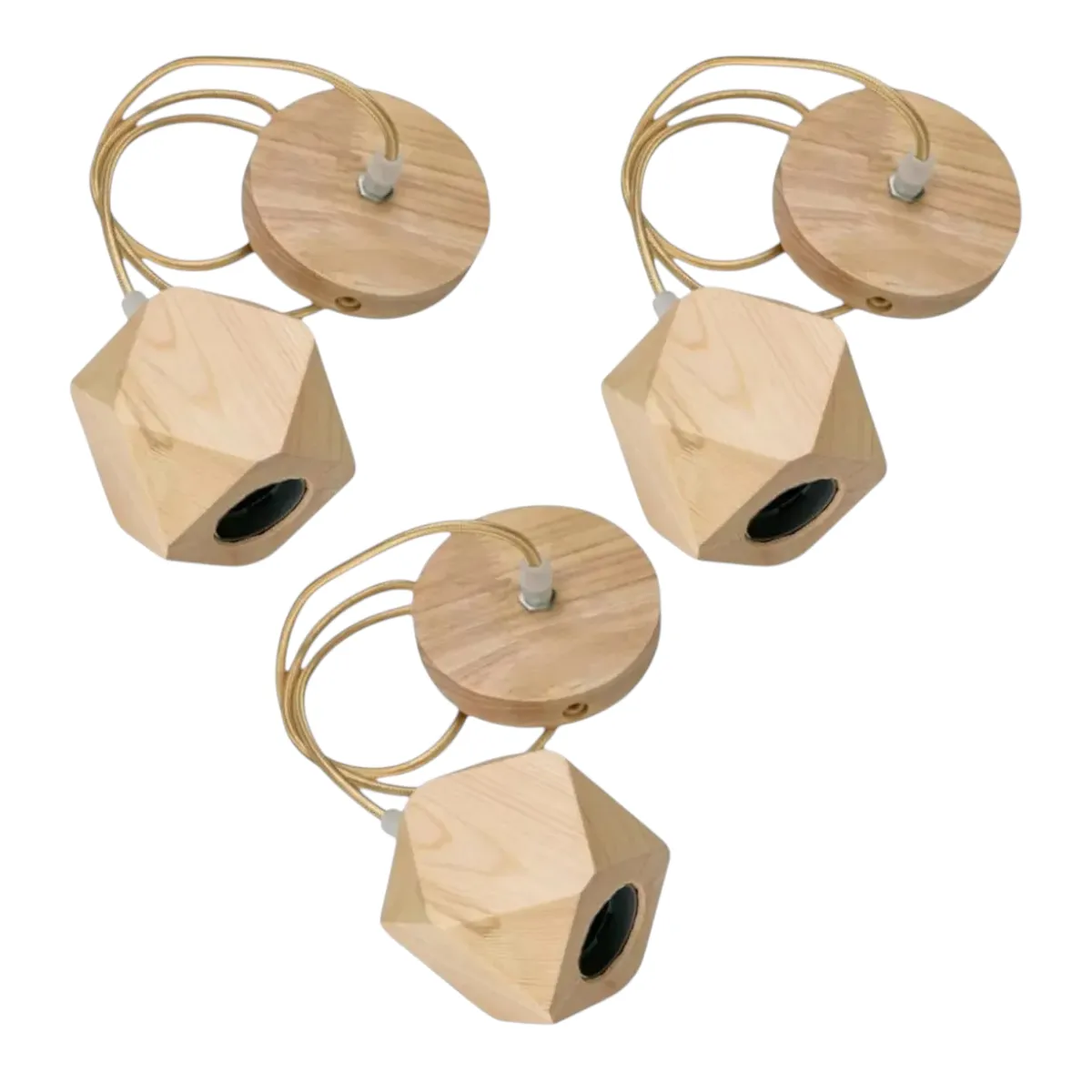 3 Soquetes Madera Porta Ampolleta E27 Modelo Beteigeuze I, marca GENERICO - Foto Principal