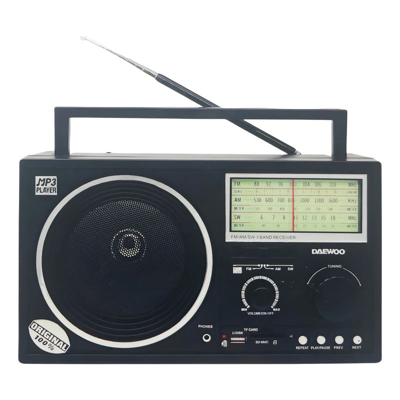 DAEWOO - Radio Vintage Bluetooth 3banda Am/fm Usb Negro Daewoo Di-p18