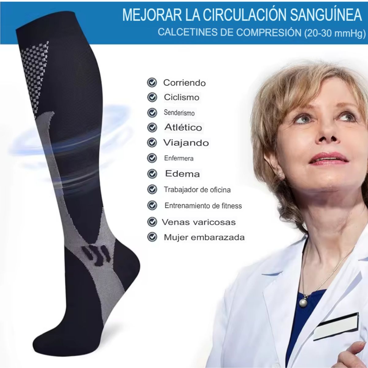 NABUK - Calcetines De Compresión Deportivos Running Varices