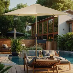 JARDIMEX - Quitasol Madera 2.7 Metros Grande Para Terraza