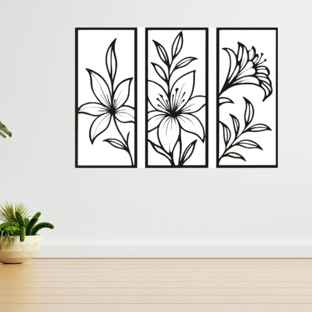 LOS REGALONES - Cuadro decorativo flores 50x30 pack de 3