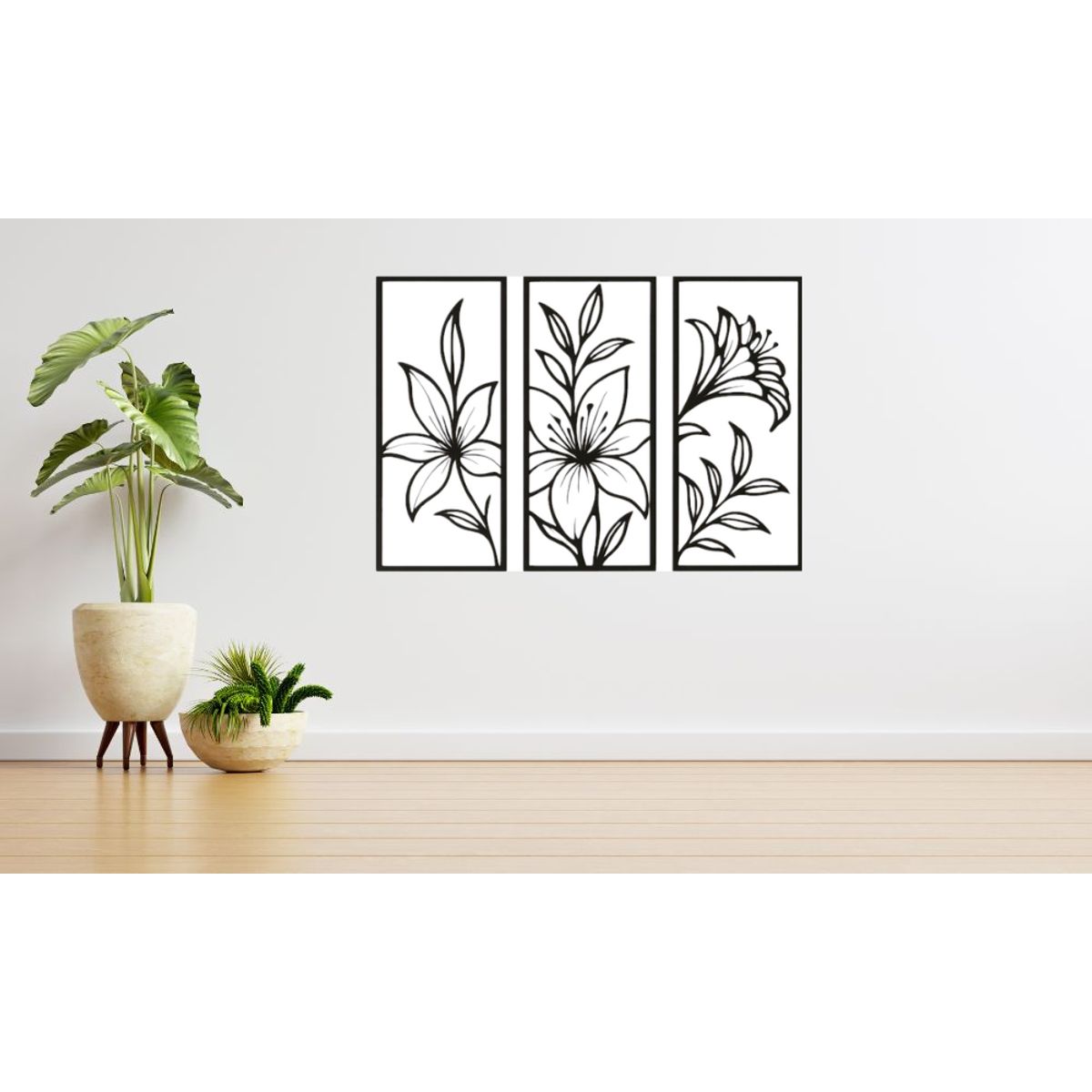 LOS REGALONES - Cuadro decorativo flores 50x30 pack de 3