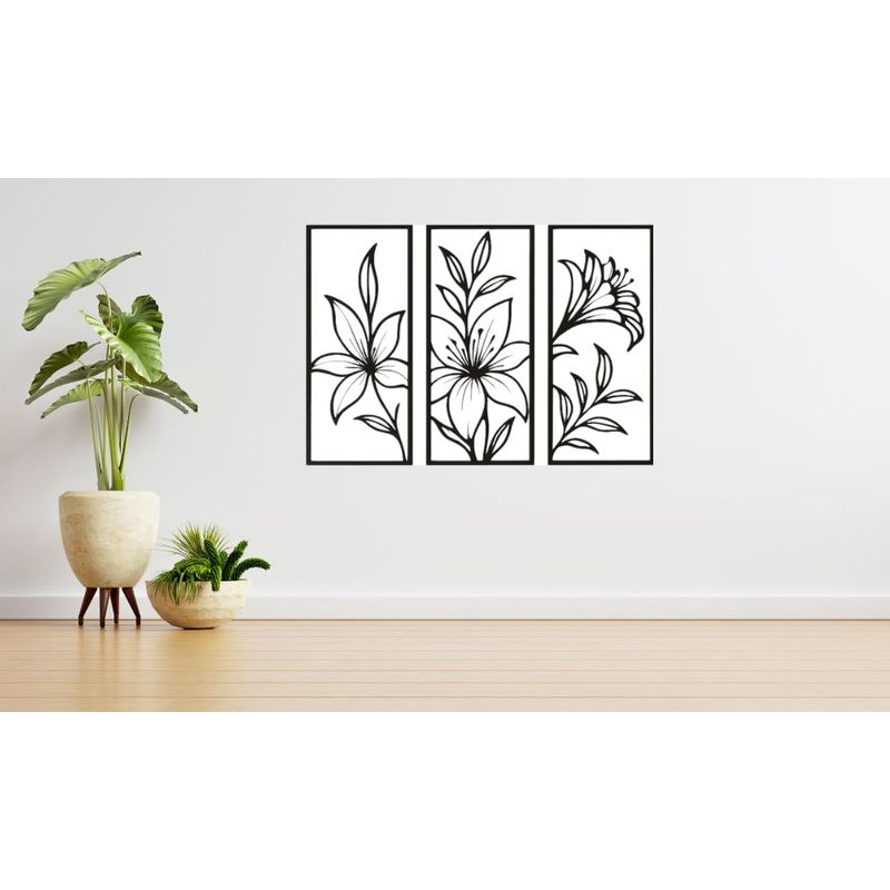 LOS REGALONES - Cuadro decorativo flores 50x30 pack de 3