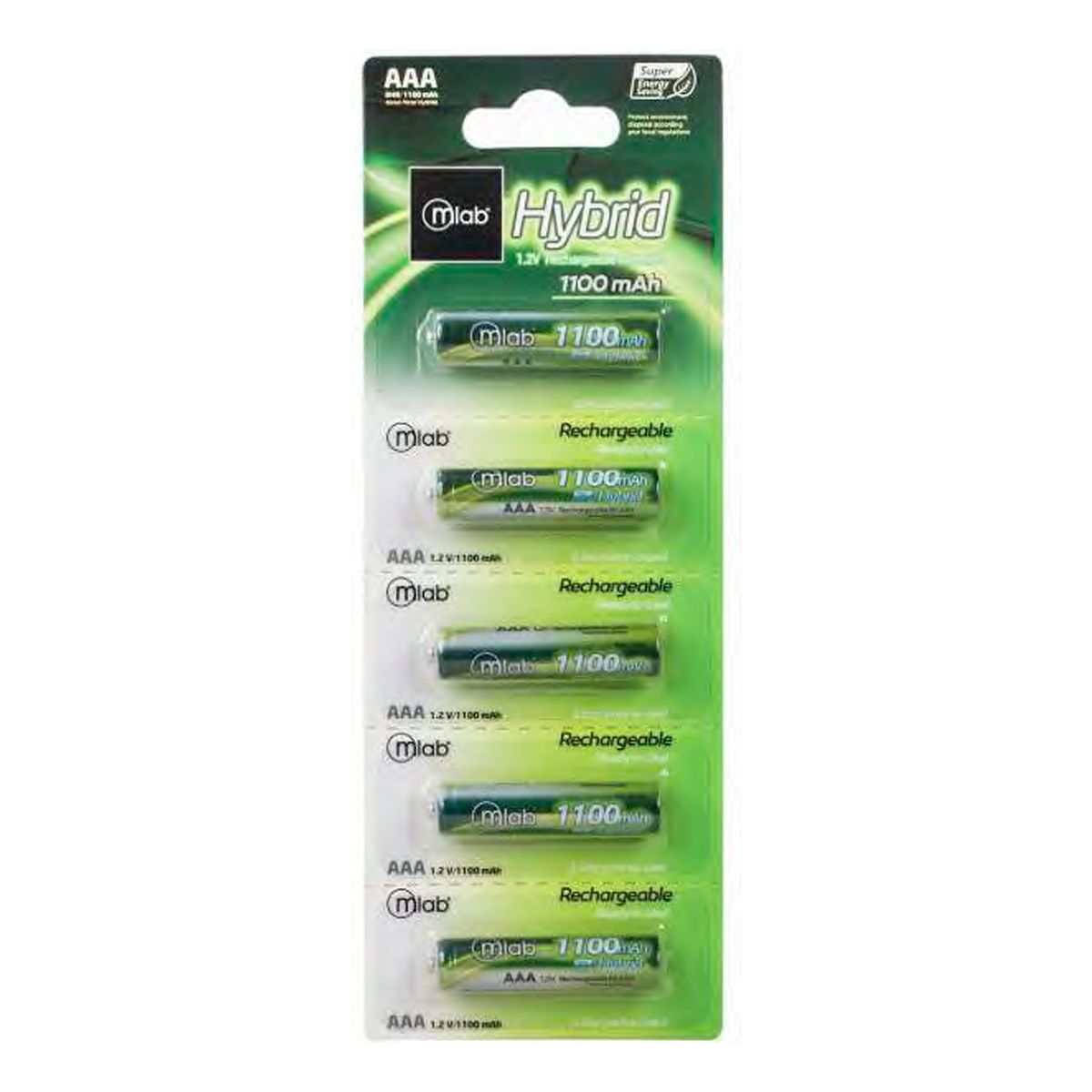 MLAB - Pilas Recargables Pack 5 Aaa Hibrid Rec 1100mah Mlab 07912