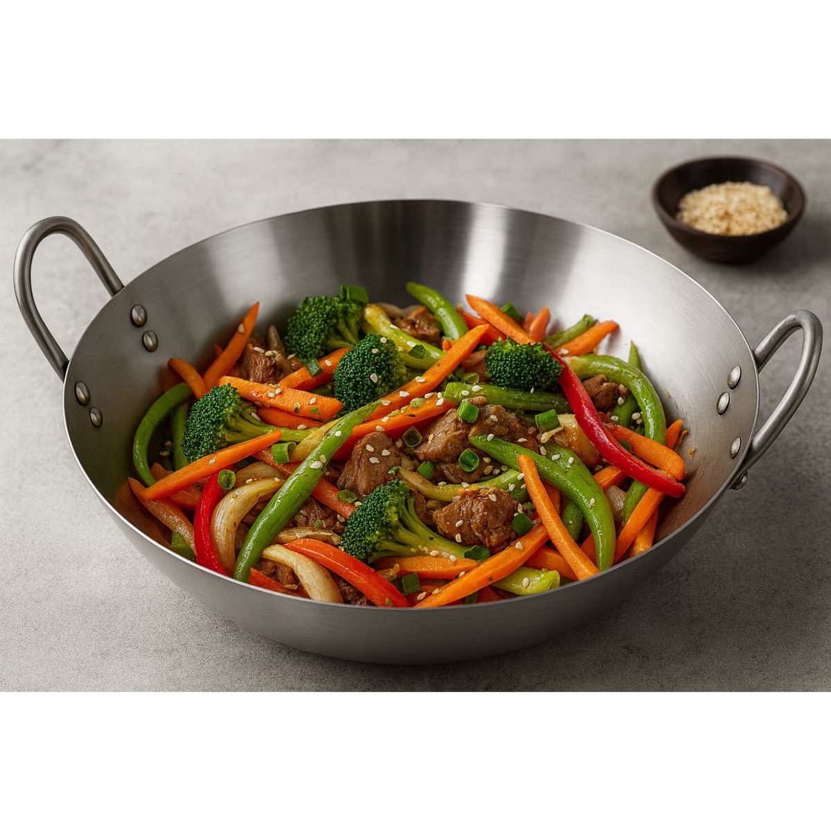 GENERICO - Disco Wok Redondo Acero Profesional 55cm Con Azas De Cocina