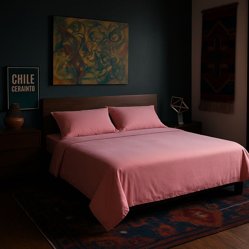 ARMONIA - Juego de sábanas Rosado Super king 144 h Liso