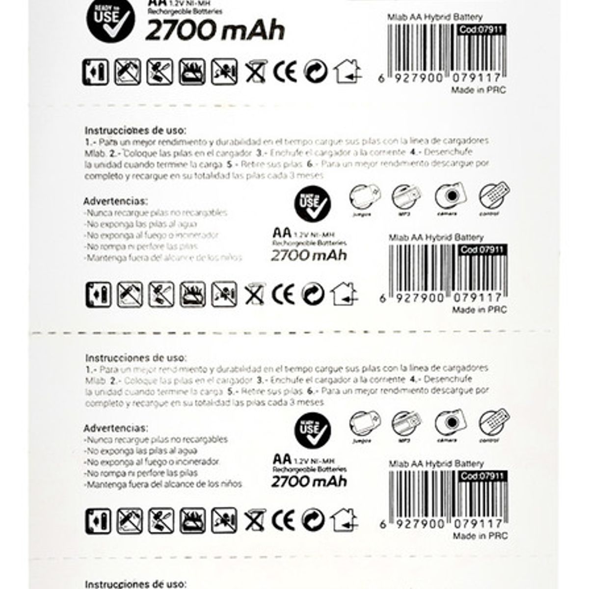 MLAB - Pilas Recargables Pack 5 Aa Hibrid Rec 2700mah Mlab 07911