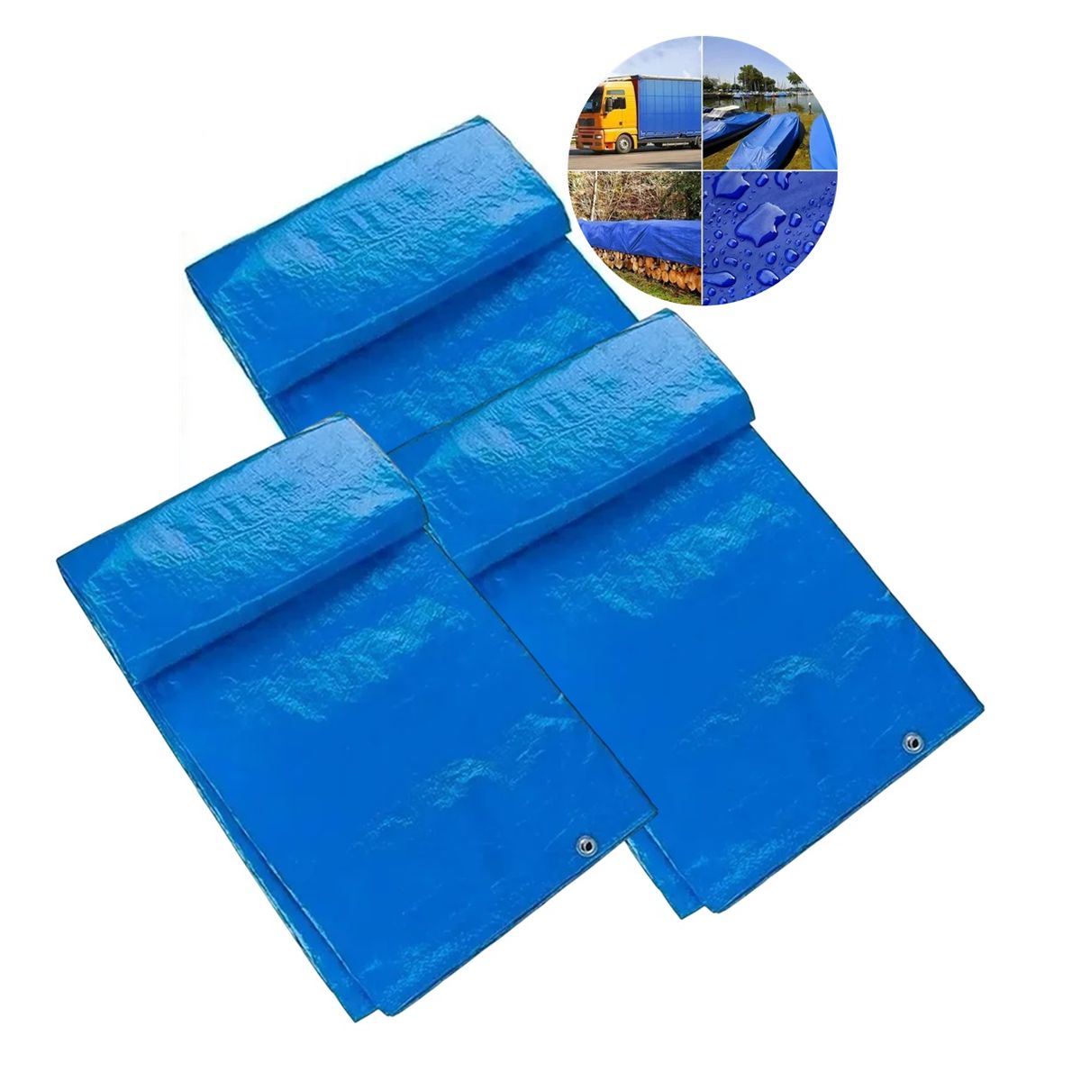 GENERICO - Pack X3 Lona Cobertor Multiuso Impermeable 3x3 Mts Con Ojetillos