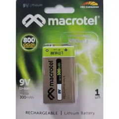 MACROTEL - Pilas Recargable Bateria De 9v/290mah Mw-9160