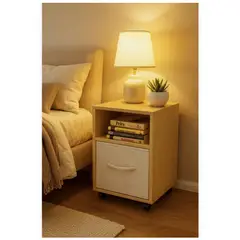 HOMER DESIGN - Velador Moderno Con Tira De Tela Con Rueda 36x36x58 Cm