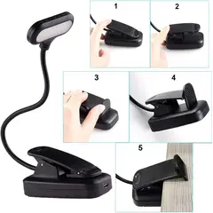 GENERICO - Luz Led Lectura Lampara Libros Clip A Pilas Flexible