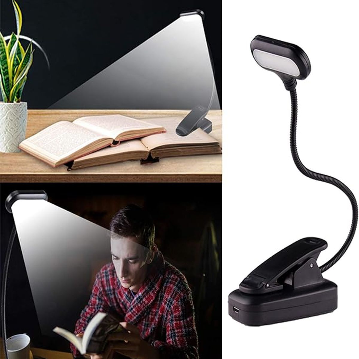 GENERICO - Luz Led Lectura Lampara Libros Clip A Pilas Flexible