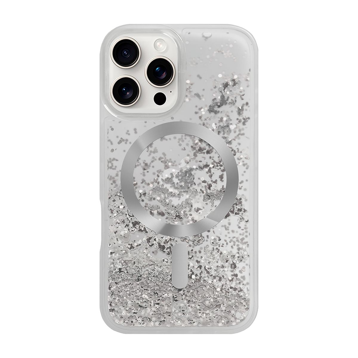 KBOD - Carcasa Con Agua Y Glitter Kbod Stardust Magnetic Brillo Para iPhone 16 Pro Max Plateado