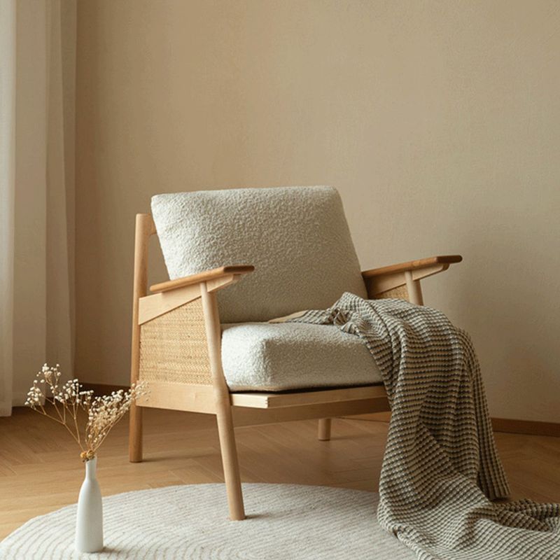 SANTU HOME & DECO - Sitial Madera Rattan Blanco Nórdico Sofa Poltrona