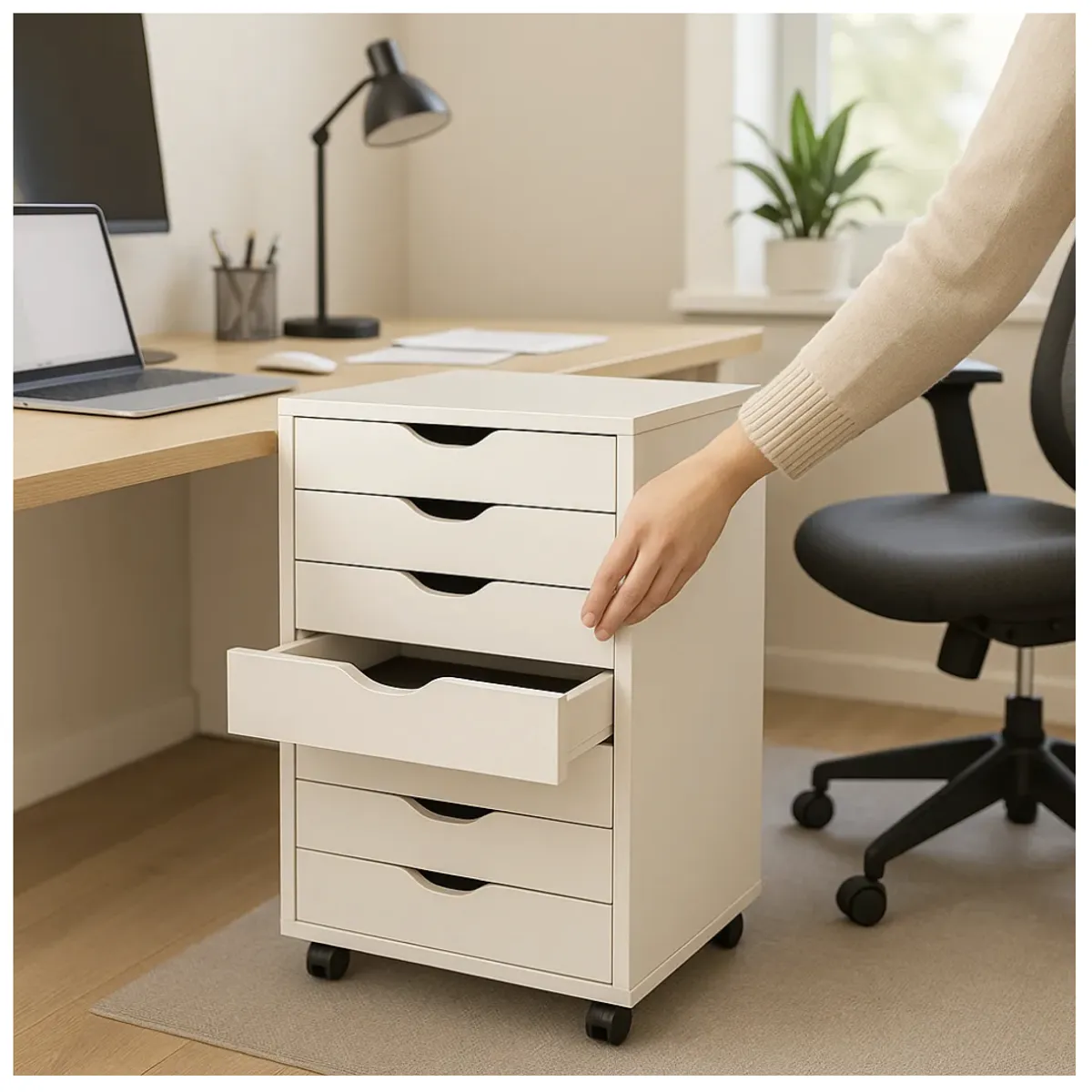 HOMER DESIGN - Mueble Para Oficina Cajonera 7 Tiras Archivador Con Rueda